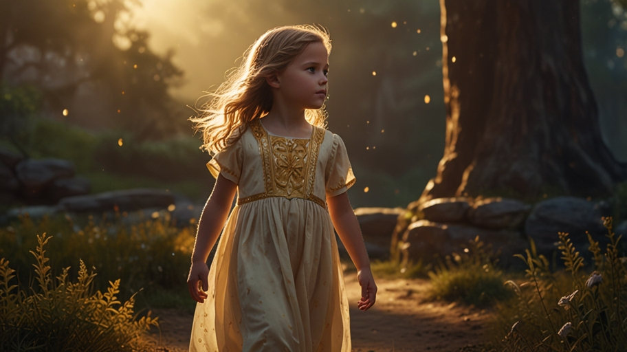 Golden light Gratia the child loved by God