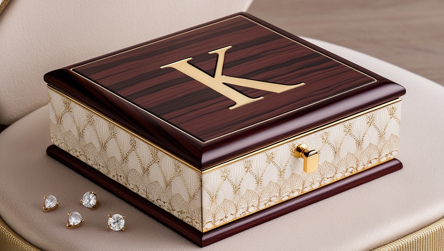 The bracelet holder box square box with a k on it isn't just a practical item—it's a fashionable and personalised accessory for anyone who values their jewellery collection